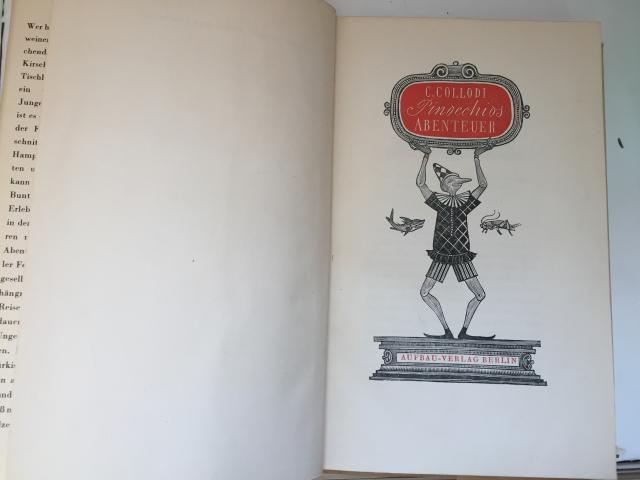 Frontespizio - Carlo Collodi,  Pinocchios Abenteuer, Aufbau-Verlag, Berlin, 1954, tradotto dall’italiano da Pan Rova