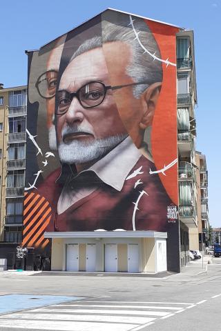 Il murale di Primo Levi a Nichelino