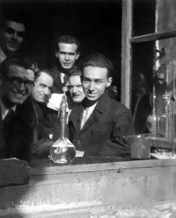 Primo Levi in the Quantitative Analysis Laboratory of the Chemistry Institute, at the University of Turin, February 1940. Property of the Levi family