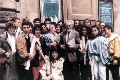 Primo Levi with students in Pesaro, Teatro Rossini, May 1986